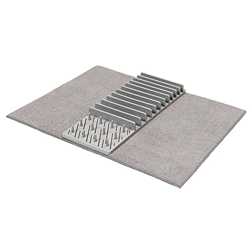 MONKEY CLEAN Juego de escurridor de platos • Escurridor plegable • Gotero de platos • Bandeja de goteo para cocina • Juego de 1 unidad • Color: gris