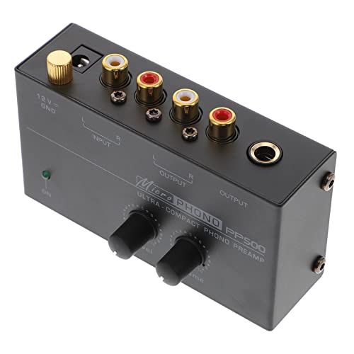 HOMSFOU Vinyl Record Player Preamplifier Compact Low Noise Phonograph Preamp Stereo Inputs Outputs for Turntable Audio Conversion Us