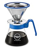 Osaka, Pour Over Coffee Dripper Starter Set, Color Series – Full Brewing Kit For Pourover Coffee Maker Lovers; Carafe, Filter, Measuring Spoon And Drip Tray - 4 Cup (20oz./600ml) Capacity (Blue)