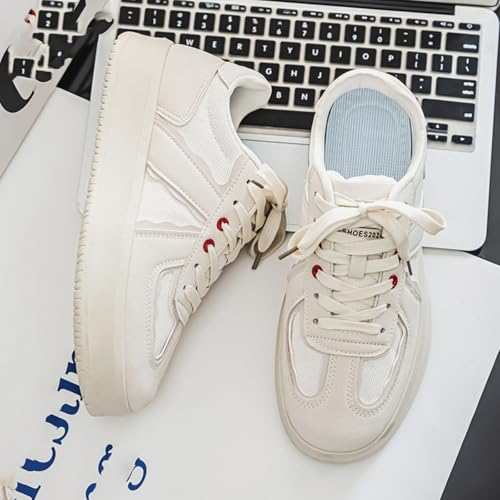 Mens Fashion Breathable Leather Lace Up Platform Sneakers Casual Lightweight Non-Slip Round Toe Sneakers for Walking Sport Work Driving (Black,9.5)2