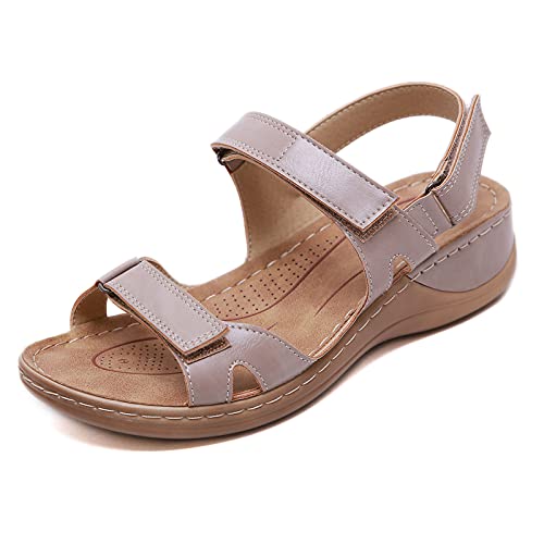 WEDSFC Damen Sandalen Komfort PU Leder Casual Sommer Open Toe Flop Plateau Sandalen Sommer Leichte Flache Schuhe, Eine Vielzahl Von Farben Und Größen Für Ihre Wahl,E,40EU/7UK/10US Cover