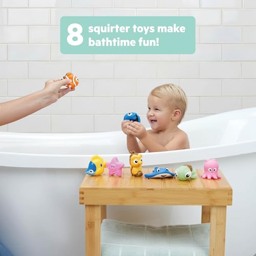 Image of Disney Finding Nemo Just Keep Splashing 8 Piece Bath Set by Bright Starts, Featuring Nemo, Dory, Crush and More Baby Bath Squirter Toys, Unisex, 9 Months+