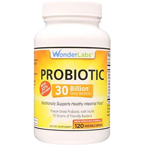 Wonder Laboratories Probiotic 30 Billion Good Bacteria (8 Lactobacillus Strains and 2 Bifidobacterium Strains), Nutritionally Support a Healthy Digestive System, 120 Capsules Cover