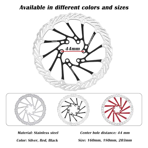 yongness Bicycle Brake Disc Rotor 160 mm 180 mm 203 mm Bicycle Brake Disc with 6 Screws Suitable for Road Bike Mountain Bike BMX MTB (Black 180 mm) - Image 2