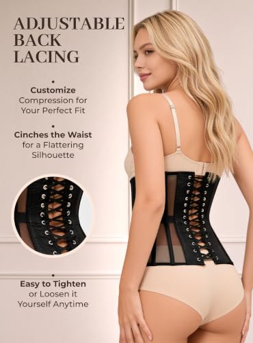 Image of Mesh Corset Waist Trainer for Women - Underbust Corset Lace Up - Waist Cincher Shapewear - Body Shaper