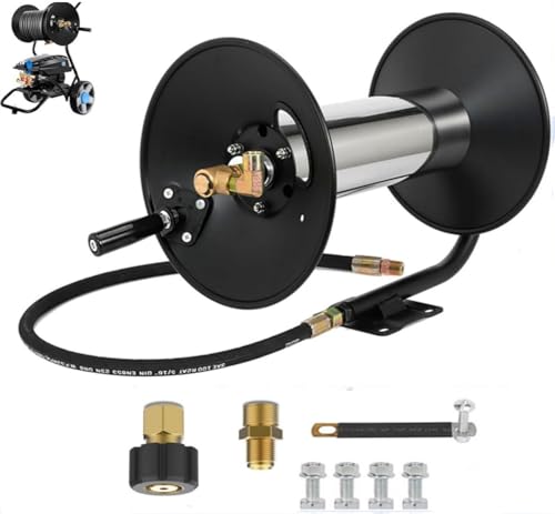 100FT Heavy‑Duty Pressure Washer Hose Reel with Hand Crank
