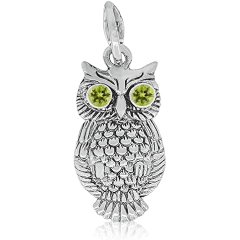 S J Sterling Silver Owl Pendant with Gemstones Cover