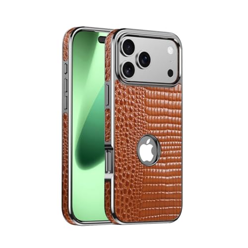 Coque rigide iPhone 14 Pro Max cuir véritable marron anti-choc