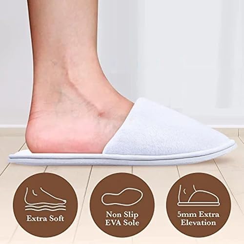Image of JackPro Comfort Disposable TerryTowels Slippers for Home spa Party Guest Salons Hotels Hospitals and Home and Travel Close Toe (Free Size)