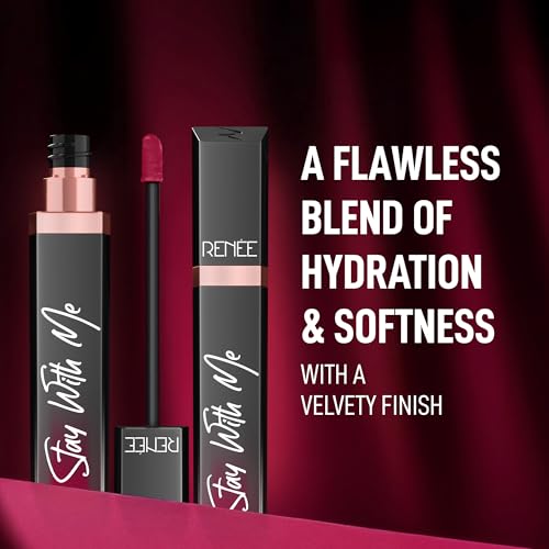 Image of RENEE Stay With Me Matte Transferproof Liquid Lipstick- Dose of Rose | Waterproof & Smudge-proof | Bold Pigment, Lightweight & Long-lasting | With Hyaluronic Acid & Vitamin E | 6 ml