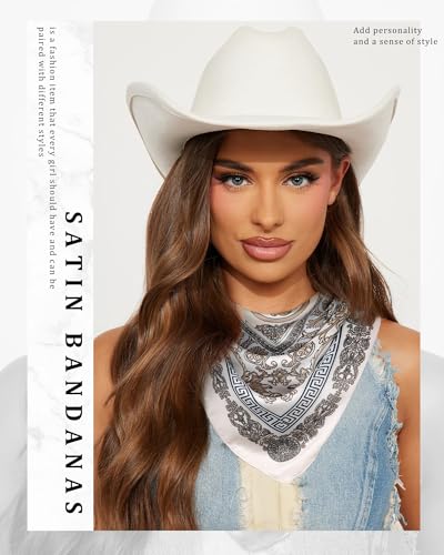 AWAYTR 27.5” Satin Head Scarf for Women Like Silk Scarf Hair Bandanas Women 2Pcs Satin Neck Scarf Headscarf Hair Wrap4