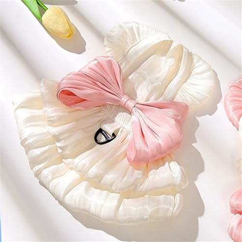 Yaopelky Hund Prinzessin Kleid für kleine Hunde Katze Schleife Kleid mit D-Ring Hund Mädchen Hochzeit Kleidung niedlichen Welpen Tutu Rock Doggy Sommer Kostüm,GrößeS(1.5-2.5kg), Weiß