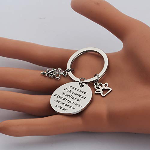 Image of CENWA Vet Receptionist Gift A Truly Great Vet Receptionist is Hard to Find Keychain Veterinary Assistant Vet Nurse Gift
