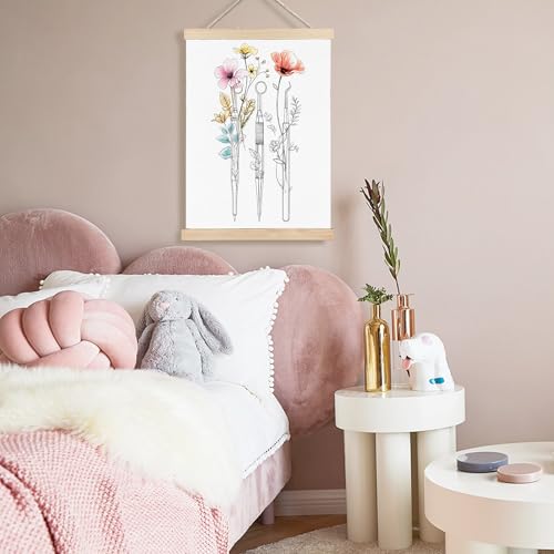 Image of PQKIY Dentist Dental Office Decor Wall Art Poster Hanger Frame 12x16 in, Floral Dentistry Medical Wall Decor Canvas Prints for Dentist Clinic Room Dental Assistant Hygienist Office