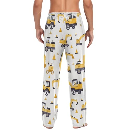 Building Truck Yellow Excavator Cars Pajama Pants Transport Car Men's Pajama Bottoms Lounge Sleepwear PJs Sleep Pants M2
