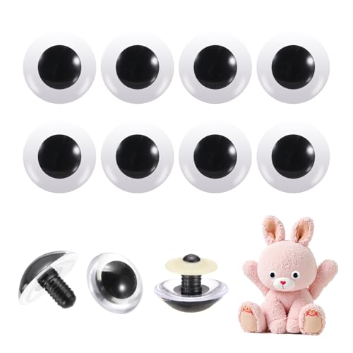 Yeux de sécurité réalistes 40 mm PATIKIL noir pour poupées et peluches au crochet, lot de 26