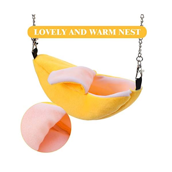 Jetec 2 pieces hamster hammock soft bed small pet house animals hamster hanging house cage nest for guinea pig rat chinchilla sleep and play (banana and pineapple) - image 7