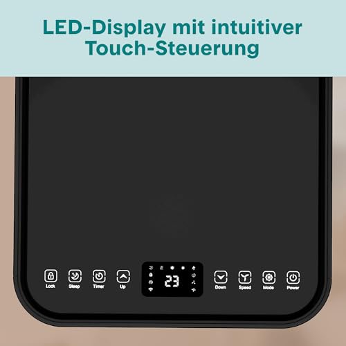 SereneLife Schwarz Mobiles Klimagerät 7000 BTU 2, 0kW für 28 m²- Air Conditioner mit Abluftschlauch, 3- in- 1 mit Entfeuchter und Ventilator, Leise 54 dB, inkl. Fensterkit und Fernbedienung-8