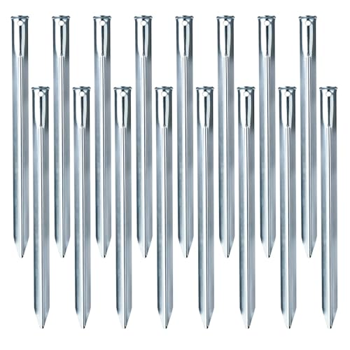 NANASUGUR Zeltheringe Sandheringe 16 Stück 30cm Erdanker Bodenanker Erdspieße Metall V-Profil Erdanker mit Öse für Camping oder Erkundungen Outdoor
