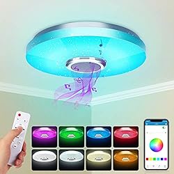 Lampara Baño Altavoz Plafón LED de 36W con altavoz Bluetooth, plafón inteligente con mando a distancia y control APP, cambio de color RGBW, orientable para dormitorio, cocina, baño, habitación infantil, salón Ø 30cm
