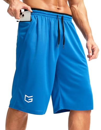 G Gradual Men's Long Basketball Shorts with Zipper Pocket 11'' Quick Dry Gym Shorts Lightweight Mesh...
