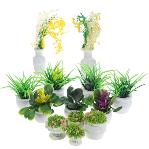 UTHCLO 13個 ミニチュア盆栽点 ドールハウス用小型植木鉢 模型 フラワーモデル 製 耐久性あり 家用ミ デン装飾に ランダムカ ランダムカラー