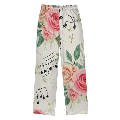ZZXXB Music Note and Rose Boys Long Pants Soft Trousers Elastic Waist Kids Lounge Bottoms with Pockets S-XL2