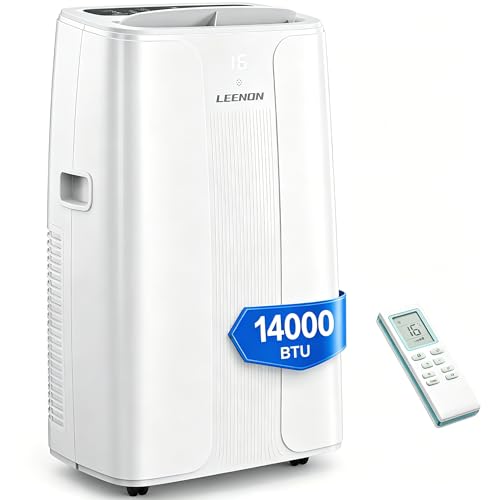 LEENON 14000 BTU Klimaanlage Mobil Klimagerät 4 in 1 Kühlen Entfeuchten Lüftermodus Schlafmodus Mobile Klima mit Abluftschlauch Fernbedienung/24h Timer Auto-Swing Air Conditioner Für bis 50m