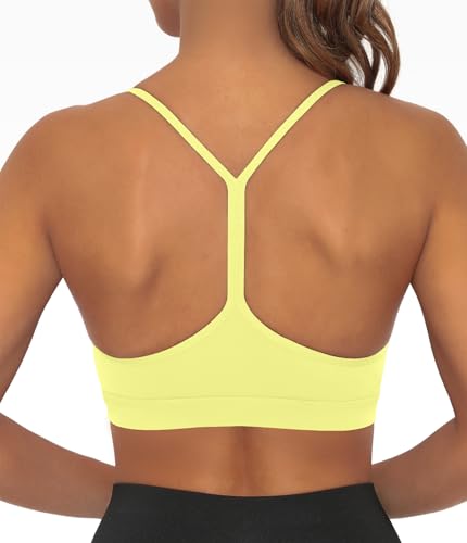Image of Comper Y Back Sports Bra for Women Low Impact Racerback Workout Bras Sexy Thin Straps Yoga Bras with Removable Pads