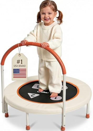 Image of Happin® 36'' Indoor Trampoline for Kids Ages 2-6, Foldable Mini Rebounder for Indoor & Outdoor Play with Foam Handle and Ultra Safe Padding, Perfect Toddler Gift for Boys & Girls