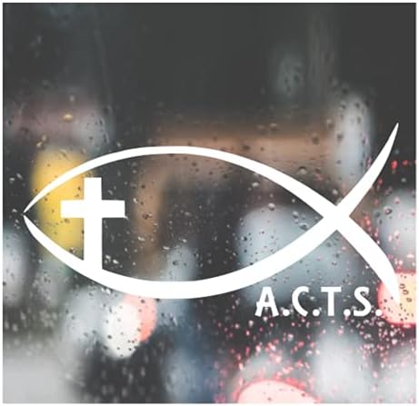 Custom Decal Car for Ichthus Jesus Fish Cross Acts for Car, Truck, Funny, Tumbler, Window, Motorcycle, Helmet, Bumper, Decal for Laptop, Phone, Home Decoration / 2.5 in x 5 in (White) image 5