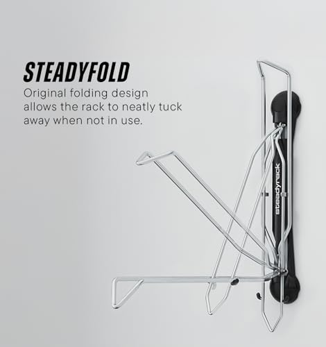 Image of Steadyrack Bike Rack - Pivoting Mountain Bike Rack, Holds Up to 77 lbs, Fits 24 inch-29 inch Wheels, 2.1 inch-2.8 inch Tires, Foldable Wall Mount for Space-Saving Bicycle Storage