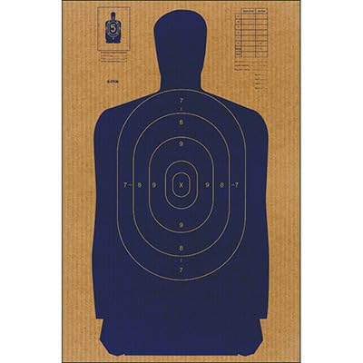100 Pk, Full Size B-27 Cardboard Target Silhouette (Blue) 24
