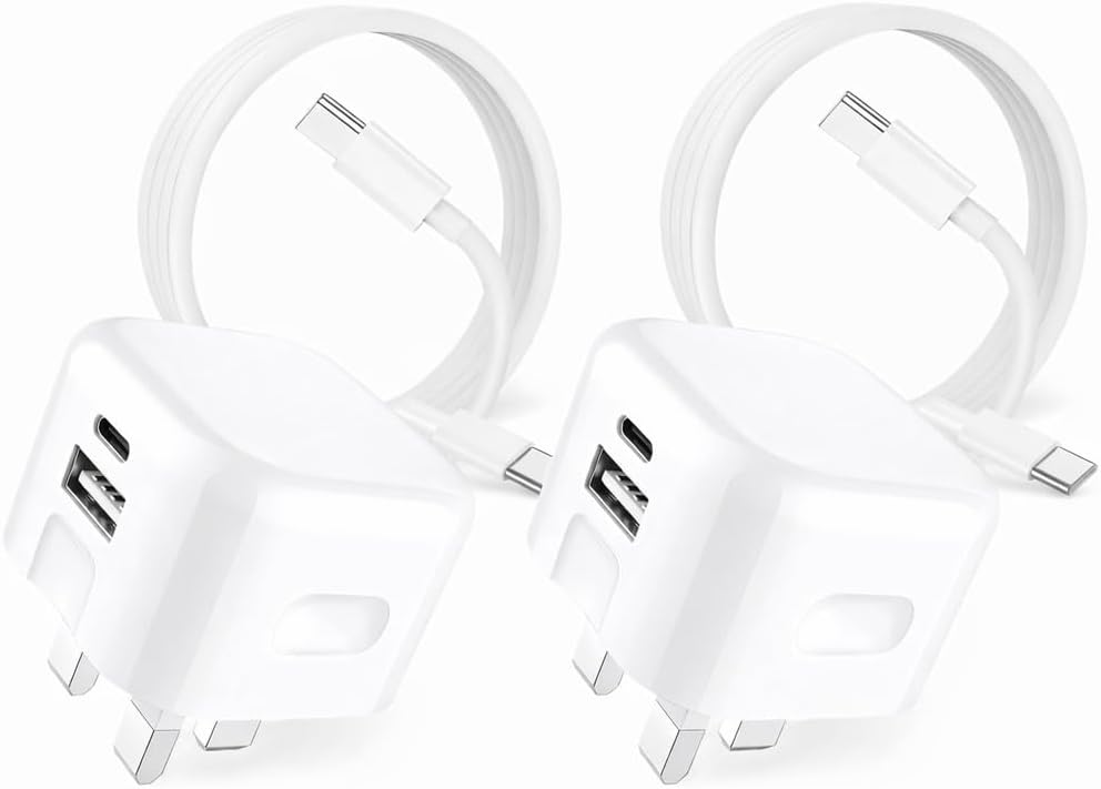 2 Pack For Sony Xperia 1 VII VI V IV 5 V IV PRO-I Charger Plug and Cable 20W Dual Port USB C Fast Charger 60W Braided Type C Charging Cable UK Mains Adapter