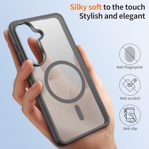 Image of DIZORO Compatible with Samsung S26 Plus 5g Case,Compatible with MagSafe, Non Yellow Military-Grade Drop Protection & Hard PC Back Cover Slim Transparent Anti-Scratch Shockproof Phone Case (Titanium)