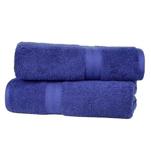 Amazon Basics Juego Toallas Baño 100% Algodón Toalla Ducha 70x140 cm, Azul Real, Pack 2 Unidades