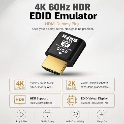 Image of 4K hdmi Dummy Plug - Display to hdmi Adapter, Luna Display Virtual Window for Home-edid Emulator-Dummy, displayport Headless dummie dongle120Hz(4K-1-1)