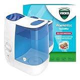 Vicks Warm Mist Humidifier - 3.8 litre tank - More comfortable sleep and easy breathing - Up to 99% Bacteria-Free mist - Rooms up to 37m2 - Bedroom suitable - Essential oil pad included - VH845