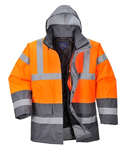 Portwest Homme Hi-vis Two Tone veste blouson parka chaudes, orange/gris, L EU