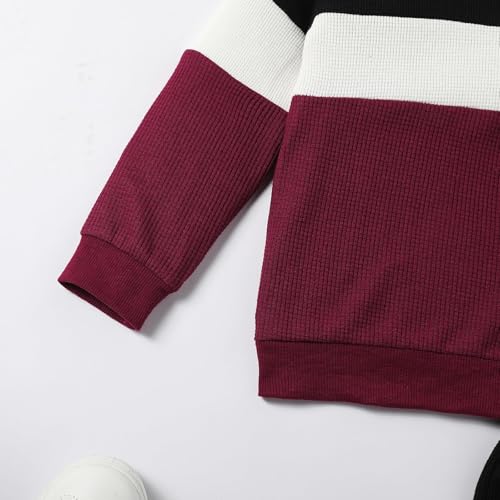 Image of Kid Toddler Boy Clothes Color Block Sweatshirt and Casual Pants 2Pcs Boys Fall Winter Outfits 1-5T