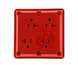 Leviton 20 Amp, 125 Volt, Industrial Series Extra Heavy Duty Grade, 4-In-1 Receptacle, Straight Blade, Grounding, 21254-R, Red