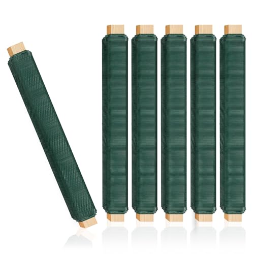 Blumendraht Basteldraht Grün 6er Pack, 0,70mm X 35M Bindedraht, Wickeldraht lose auf Holzwickel zur Befestigung von Blumen und Pflanzen, stabil und vielseitig