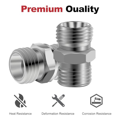 Image of 2pcs M12 to M12 Carbon Stee Fittings Adapters for Mini Excavator Adapting, Reducing Or Enlarging Connect Such Air Pipe, Fuel Pipe, Water Pipe, Etc Full Port Straight Pipe Fitting Connector