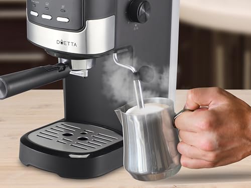 beper P101CAF100 Macchina caffè espresso Duetta, 1100W, Adatto a cialde e caffè in polvere, Macchinetta caffè con braccio a doppia uscita, 15bar, Piano scalda tazze, misurino e pressino inclusi, Nero - Immagine 4