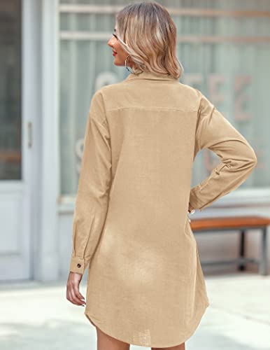 Zeagoo Women Summer Dress Cotton Linen Shirt Dress Button Down Tunic Dress Beach Cover Up Dress4