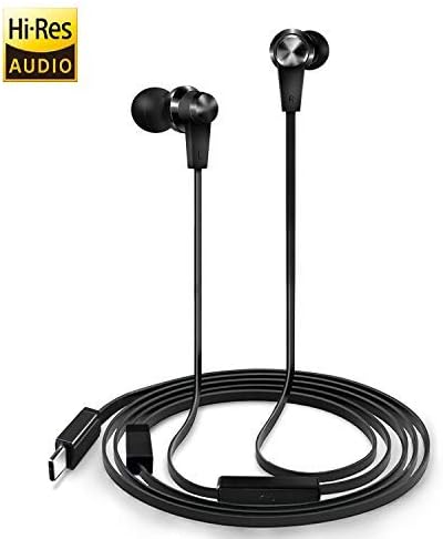USB Type C Earphones, Earbud Headphones with Mic & DAC Compatible with 2018 New iPad Pro/MacBook, Google Pixel 3/2/XL, HTC U12/U11/10, Sony Xperia, Huawei, OnePlus, Essential, Razer USB C Phones