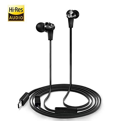 USB Type C Earphones, Earbud Headphones with Mic & DAC Compatible with 2018 New iPad Pro/MacBook, Google Pixel 3/2/XL, HTC U12/U11/10, Sony Xperia, Huawei, OnePlus, Essential, Razer USB C Phones