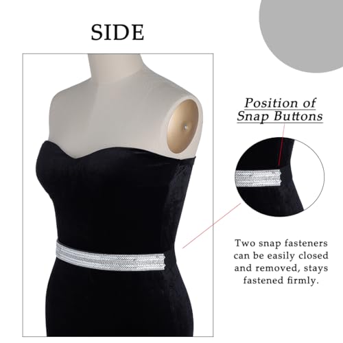 Abien Plus Size Rhinestone Belts for Women Shiny Silver Stretch Belt Crystal Waist Belt for Dresses Formal4