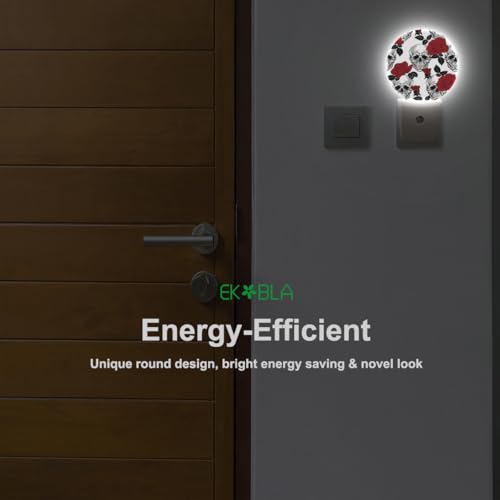 Image of EKOBLA Halloween Rose and Skull Night Light, Vintage Seasonal Night Lights Plug Into Wall with Dusk to Dawn Sensor for All Ages