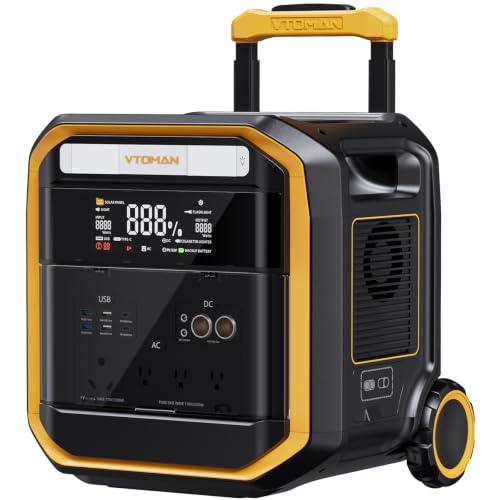 Image of VTOMAN FlashSpeed Pro 3600 Portable Power Station, 3096Wh LFP Battery | Solar Generator with Wheels, 2Hr Fast AC Charge, 25% Efficient, UPS<20ms, Home Backup, for Outdoor, RV, Emergency